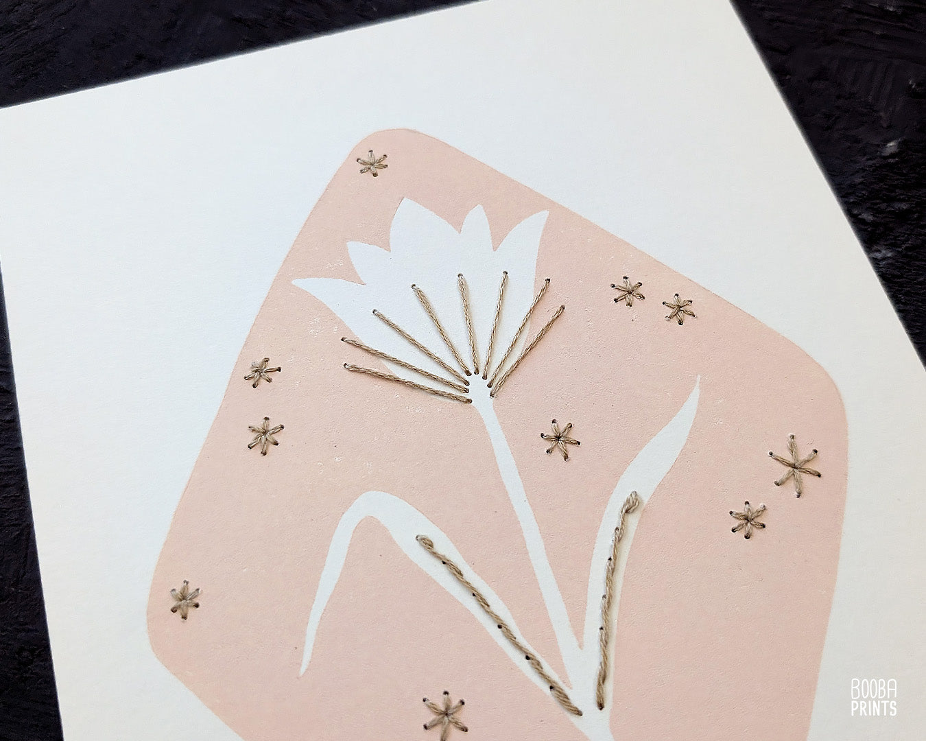 Embroidered Flower Linocut Print ✷40% Off!
