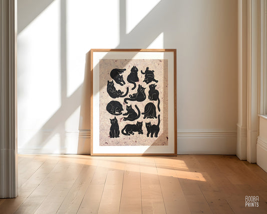 12 Cute Cats Original Print ✷ Cat Lover Print
