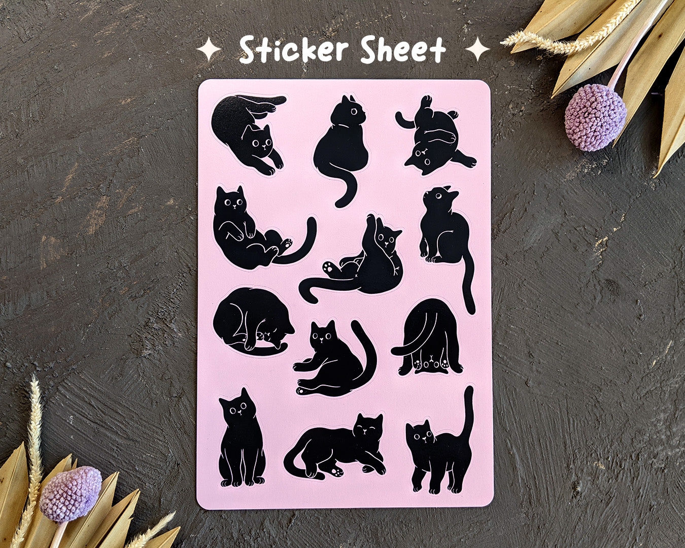 12 Cats Large Vinyl Sticker Sheet ✷ 25% Off