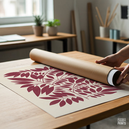 Minimalist Dark Red Plant Print Living Room Art ✷ (Digital Download)