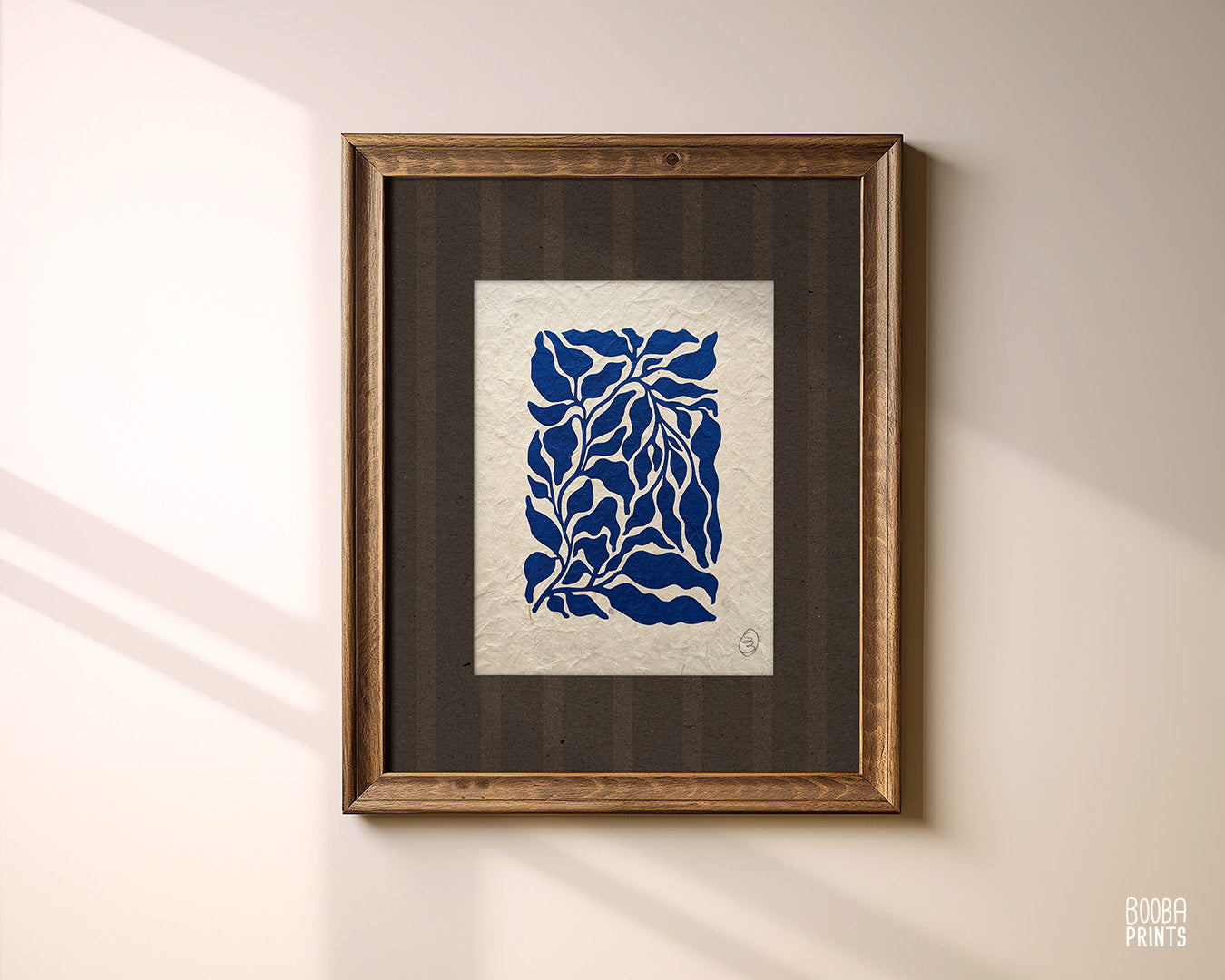 Mini  Blue Plant Linocut Print ✷ Plant Lover Gift