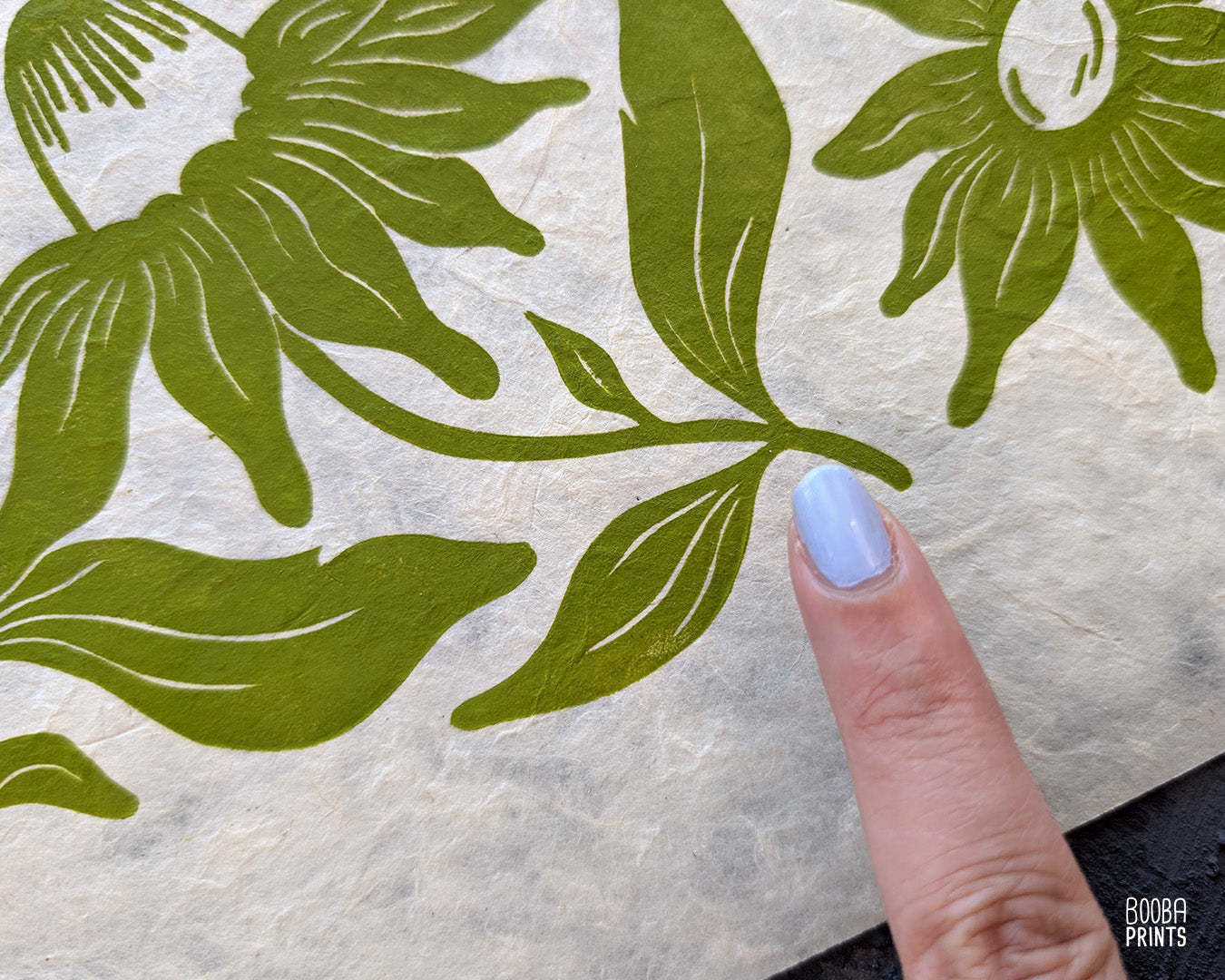 Cutie Dog & Green Flowers Linocut Print ✷ 25% Off!