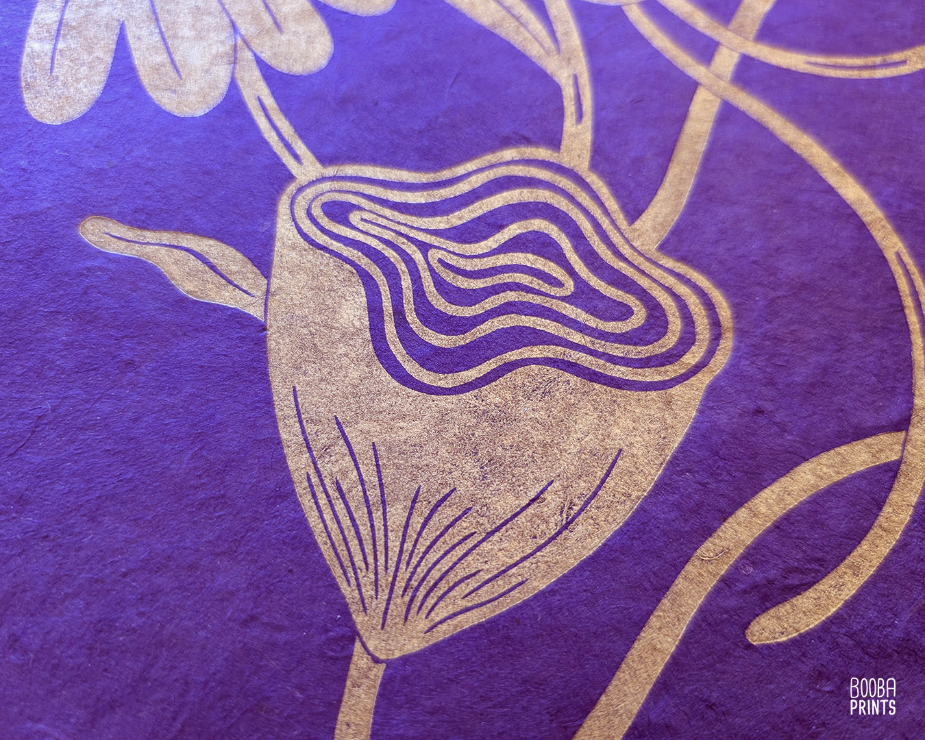 #6 Gold Flowers Linocut Print ✷ 50% Off!