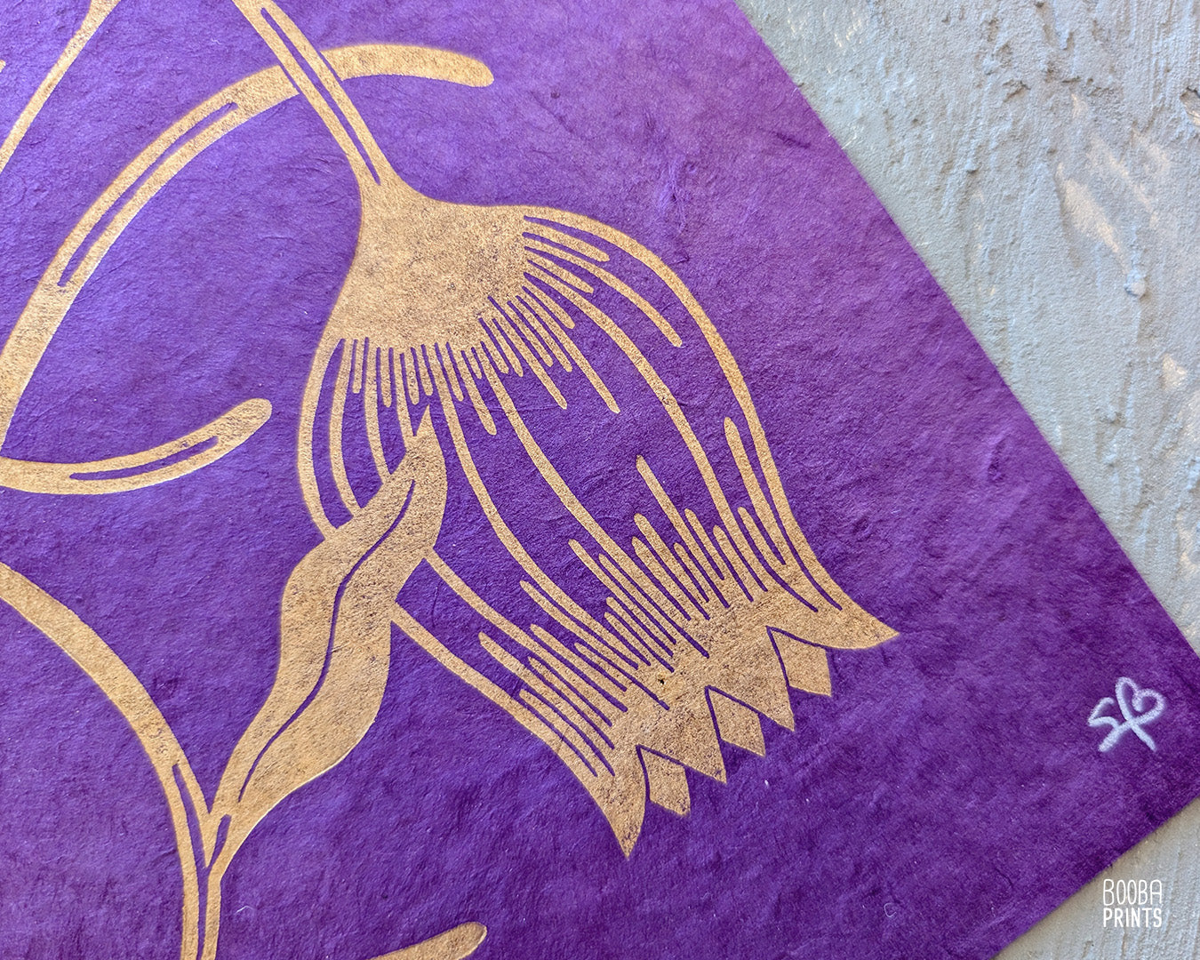 #6 Gold Flowers Linocut Print ✷ 50% Off!