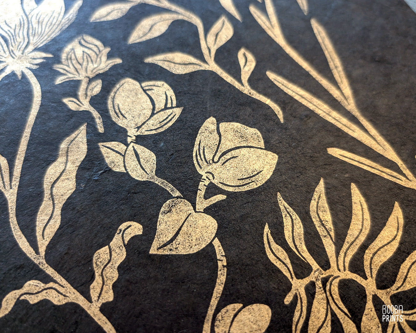 #2 Golden Flowers Linocut Print ✷ 55% Off!