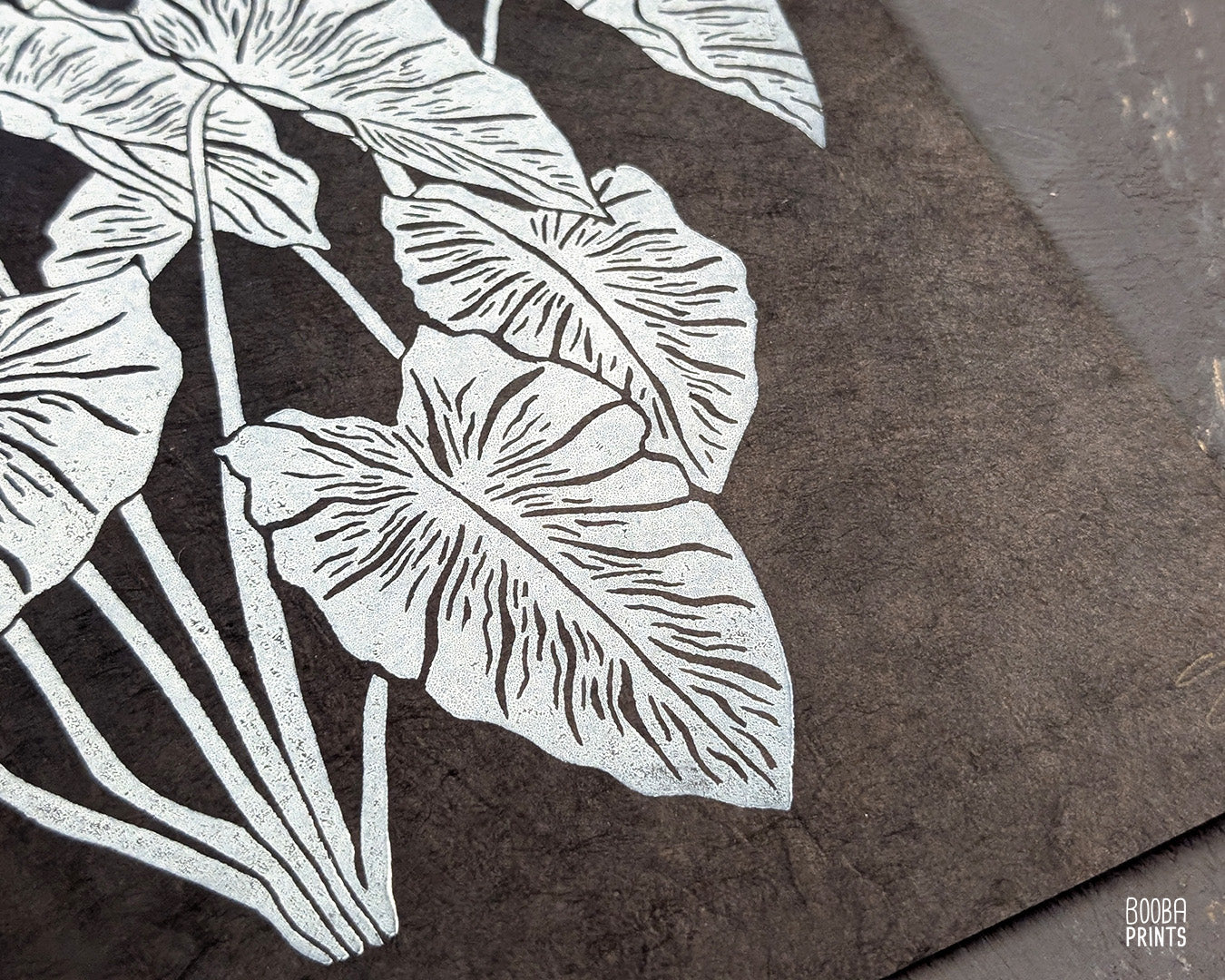 Ghost Plant White On Black Linocut Print ✷ 50% Off!