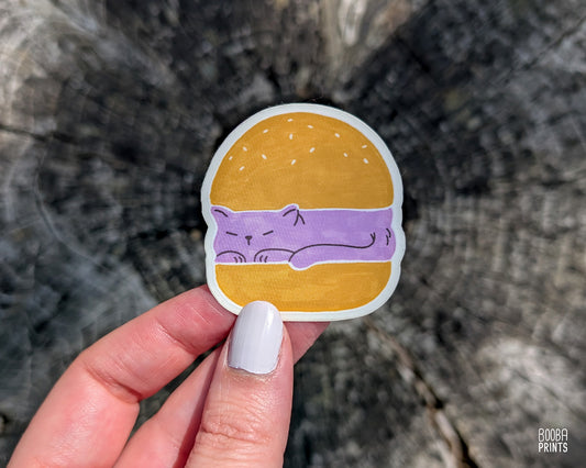 Burger Cat Vinyl Sticker