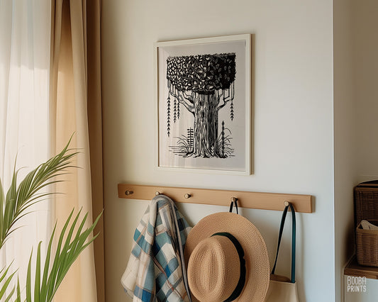 The Tree Black & White Linocut Print ✷ 60%-70% off