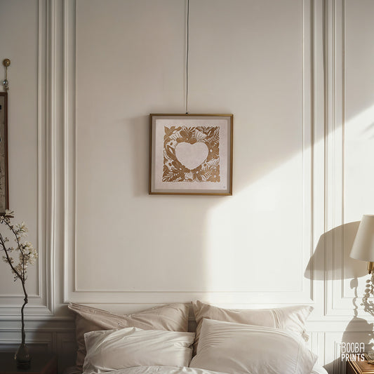 Flower Heart Original Floral Linocut Print ✷ 40% Off