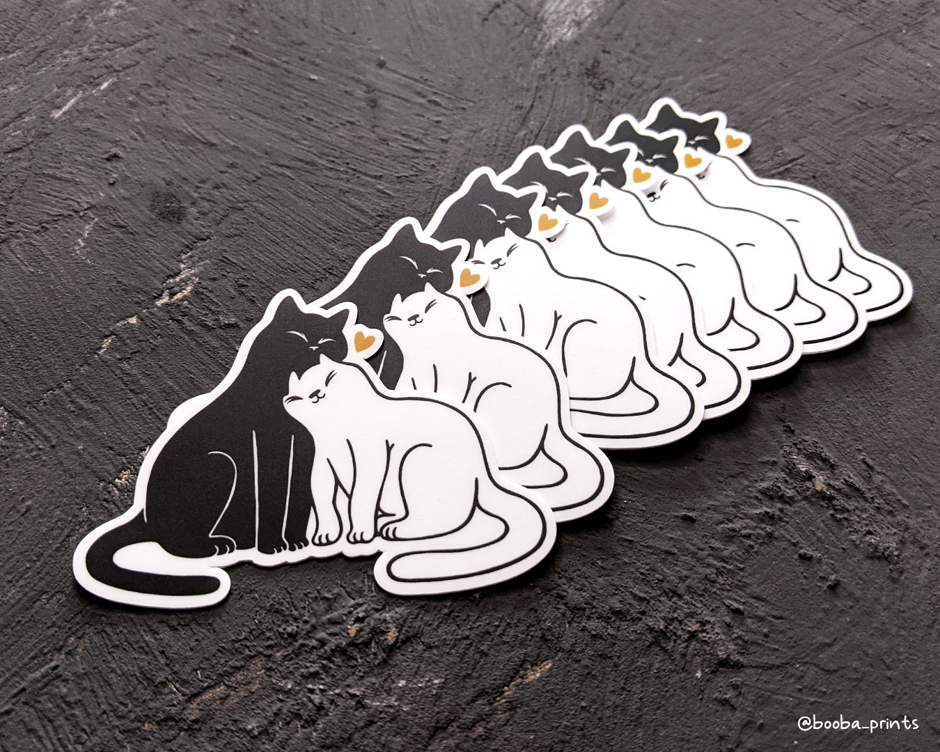 Snuggly Cats sticker. Vinyl sticker of cute cats and a heart. Waterproof sticker for a bottle, laptop or a notebook. Cute cat sticker. Cat lover sticker by Booba Prints.