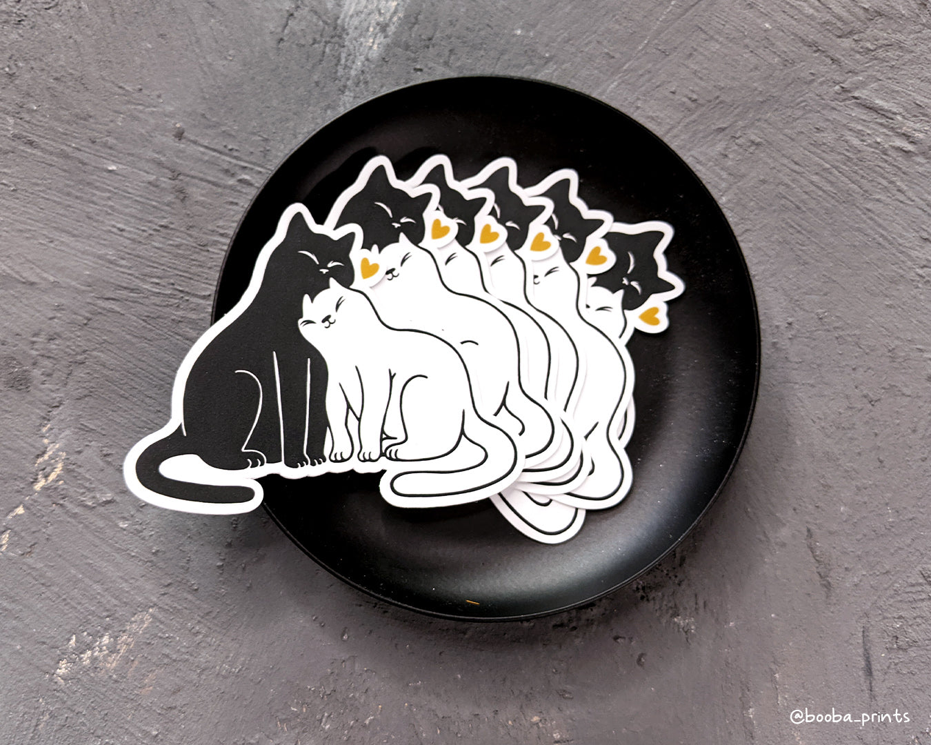 Snuggly Cats sticker. Vinyl sticker of cute cats and a heart. Waterproof sticker for a bottle, laptop or a notebook. Cute cat sticker. Cat lover sticker by Booba Prints.