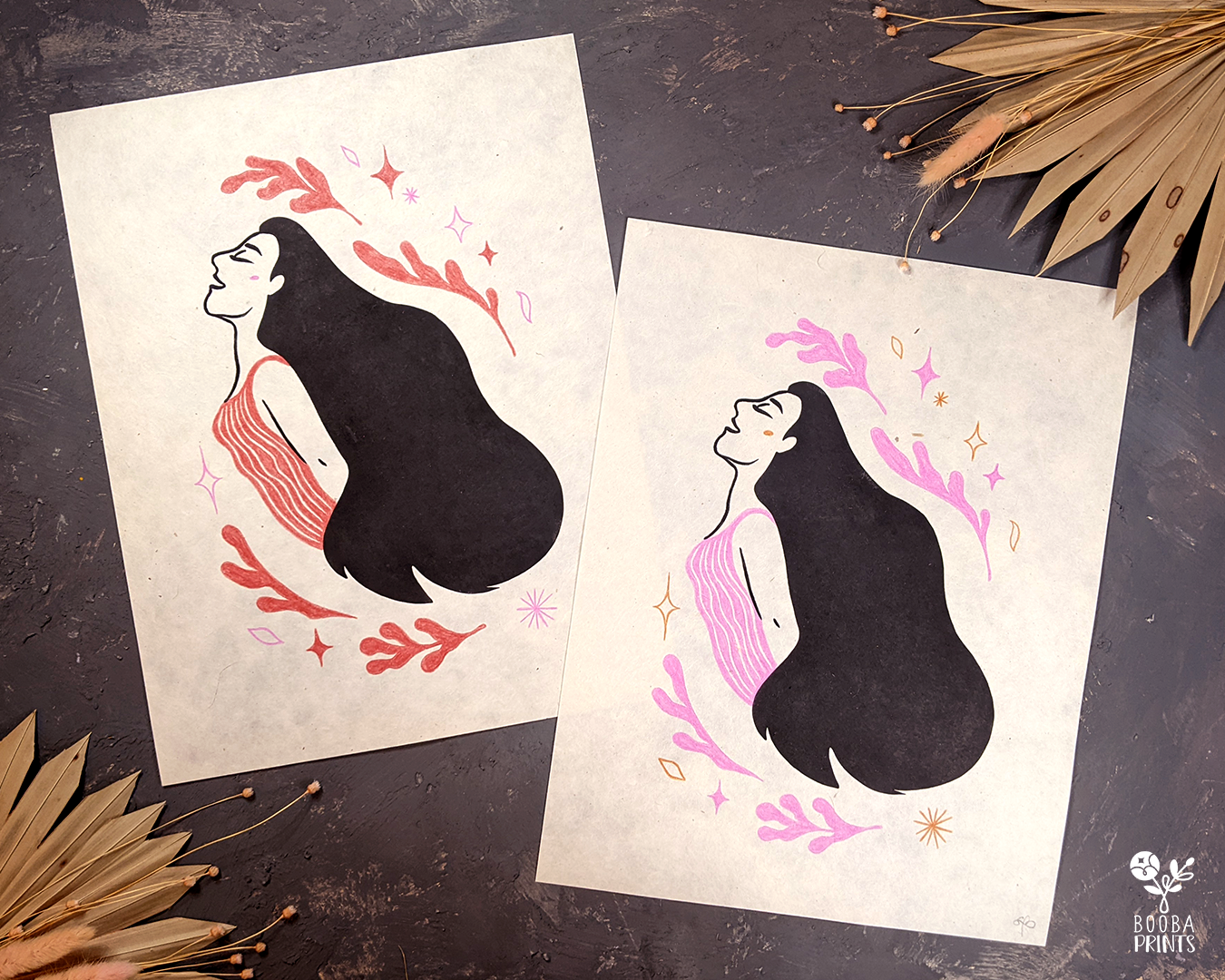Original handmade linocut print of my "Take A Deep Breath". Mixed media piece combining linocut print and colored pencils to create a visual reminder to slow down and take a deep breath. Printed with black oil based ink on natural Lokta paper 55 gsm. finished with pink or red colored pencils. 11x14 inches. Print for home decor. Modern woman and flower print. Art by Booba Prints.
💙 This print is part of Super Seconds Festival where I sell samples and seconds in reduced prices in up to 70% off. Some prints