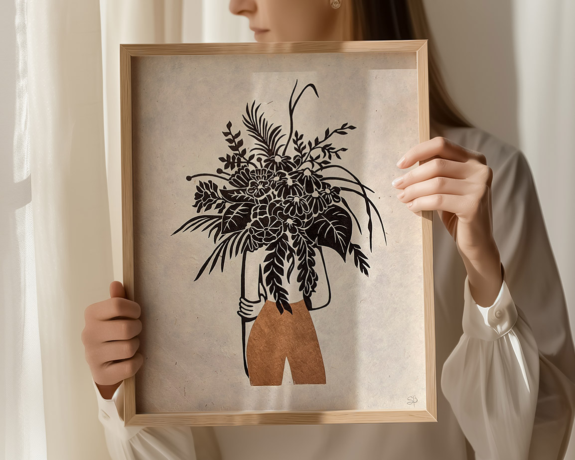 A collection featuring prints inspired by strong beautiful women. Featuring original handmade linocut prints ad well as stickers. Art by Booba Prints.