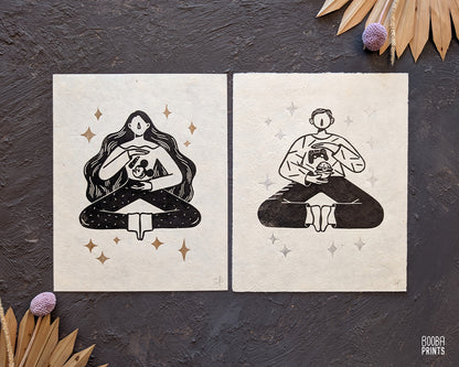 His and Hers Linocut Prints Duo Sample ✷ 55% Off!