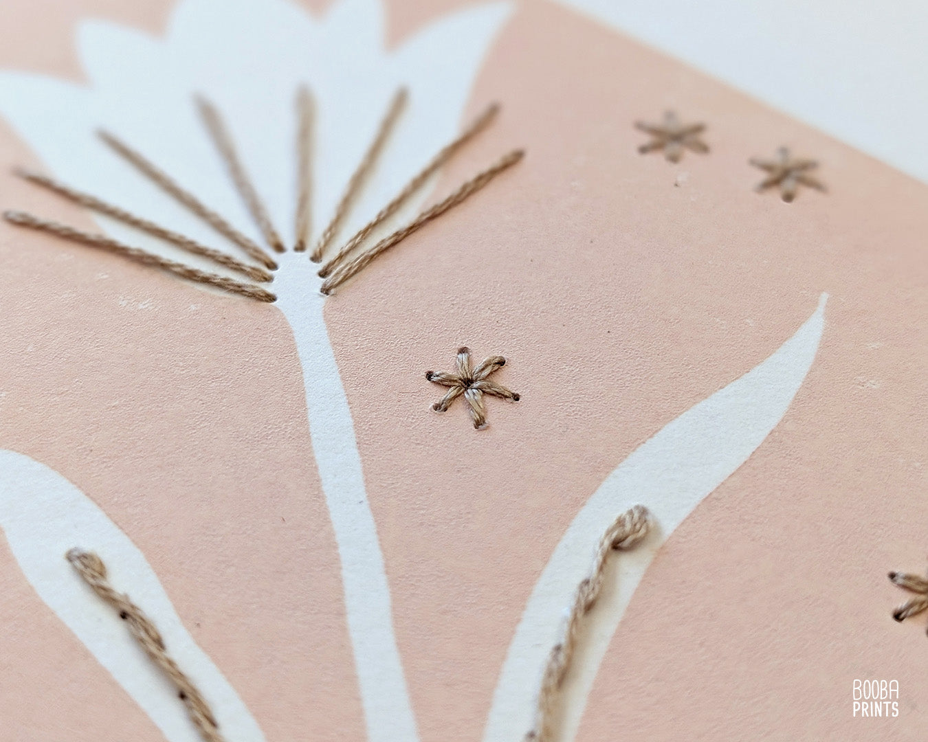 Embroidered Flower Linocut Print ✷40% Off!