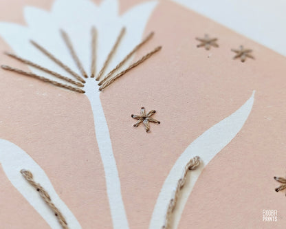 Embroidered Flower Linocut Print ✷40% Off!