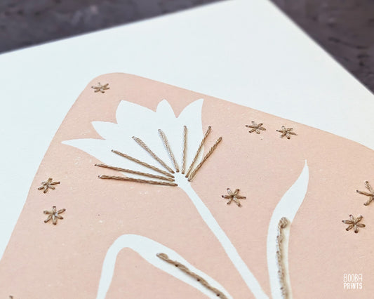 Embroidered Flower Linocut Print ✷40% Off!