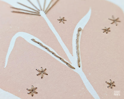 Embroidered Flower Linocut Print ✷40% Off!