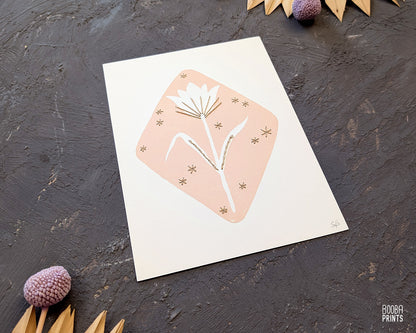 Embroidered Flower Linocut Print ✷40% Off!