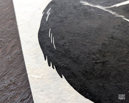 Sleeping Black Cat Linocut Print Sample ✷ 45% Off!