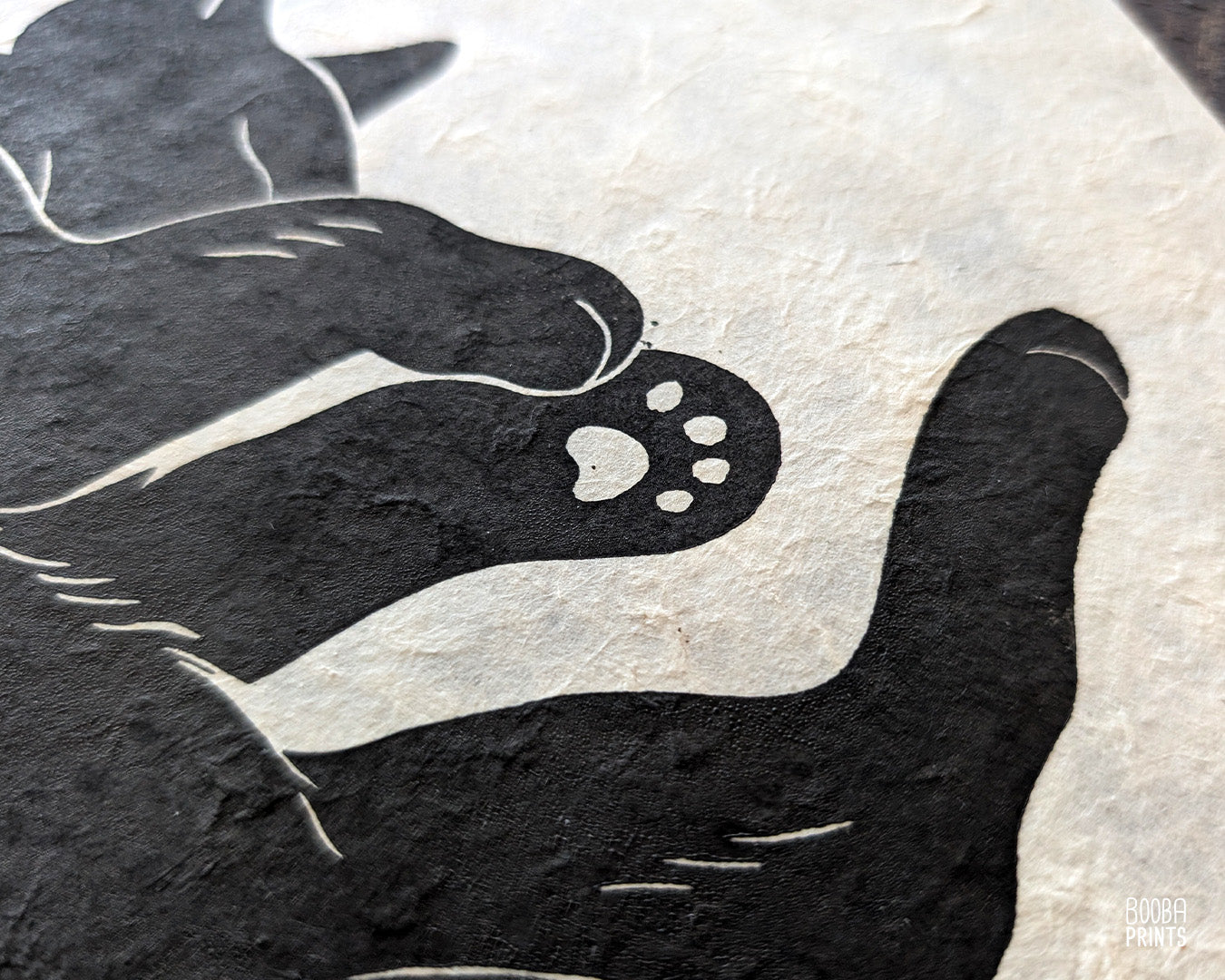 Sleeping Black Cat Linocut Print Sample ✷ 45% Off!