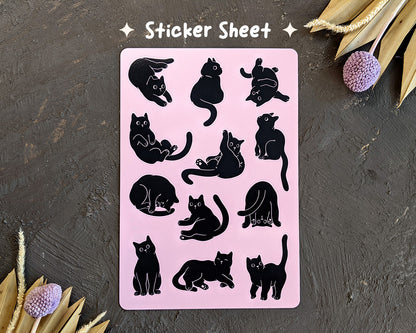 12 Cats Large Sticker Sheet