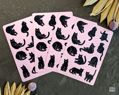 12 Cats Large Sticker Sheet