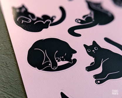 12 Cats Large Sticker Sheet