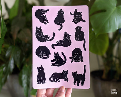 12 Cats Large Sticker Sheet