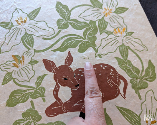 Deer and White Trillium flowers ✷ 20% OFF