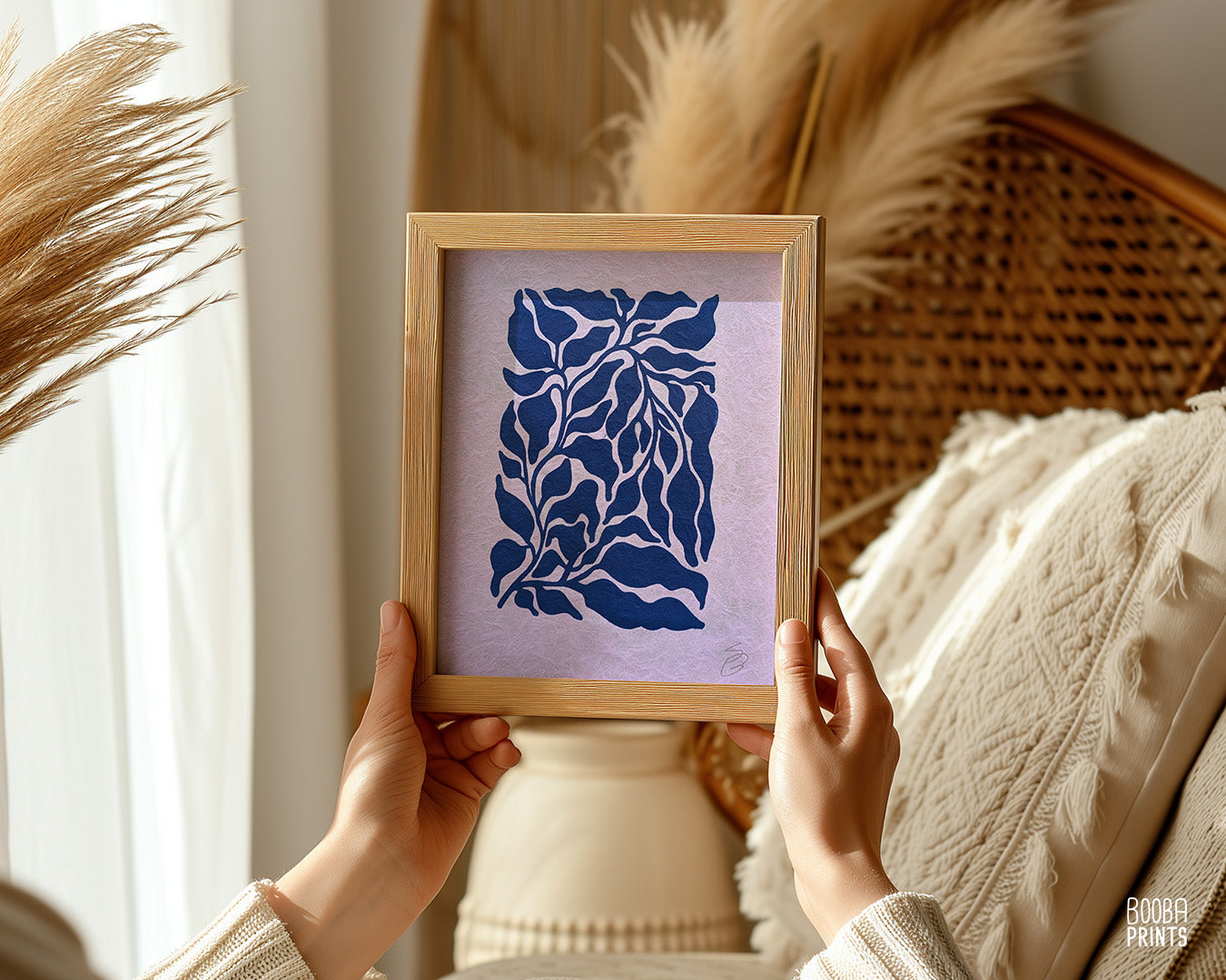 Mini Blue Plant Linocut Print ✷ Plant Lover Gift (Copy)