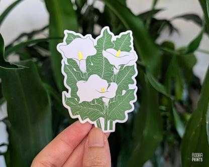 Calla Lilies: Gold Illuminated Linocut Print