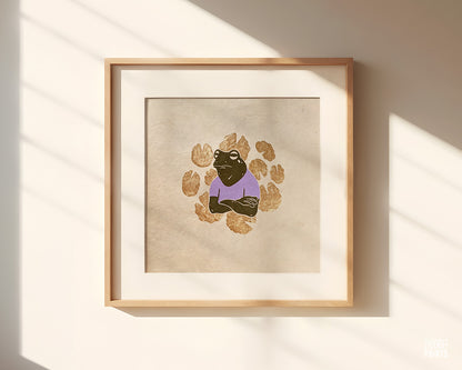 Cranky Frog & Golden Lily Pads Linocut Print ✷ 35% Off
