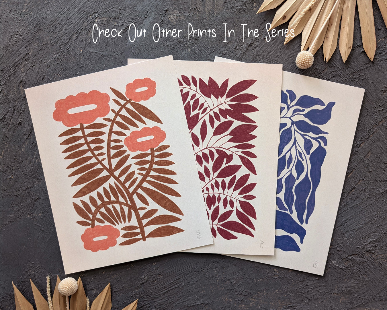Minimalist Botanical Print Brown & Peach Floral Wall Art ✷ (Digital Download) (Copy)