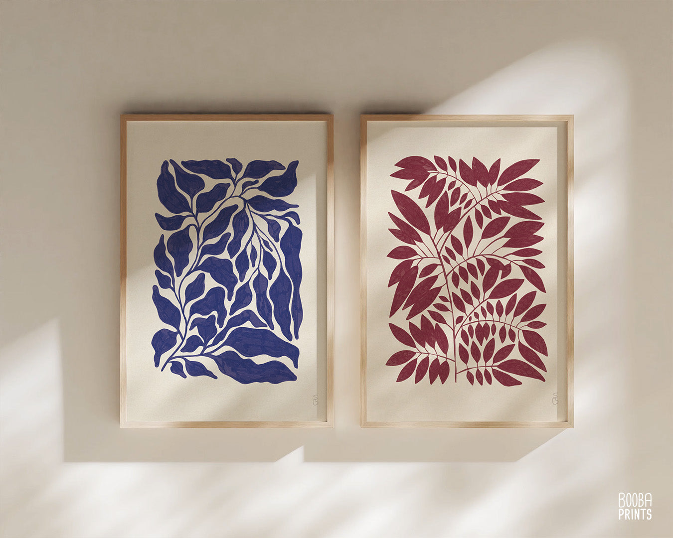 Minimalist Dark Red Plant Print Living Room Art ✷ (Digital Download)