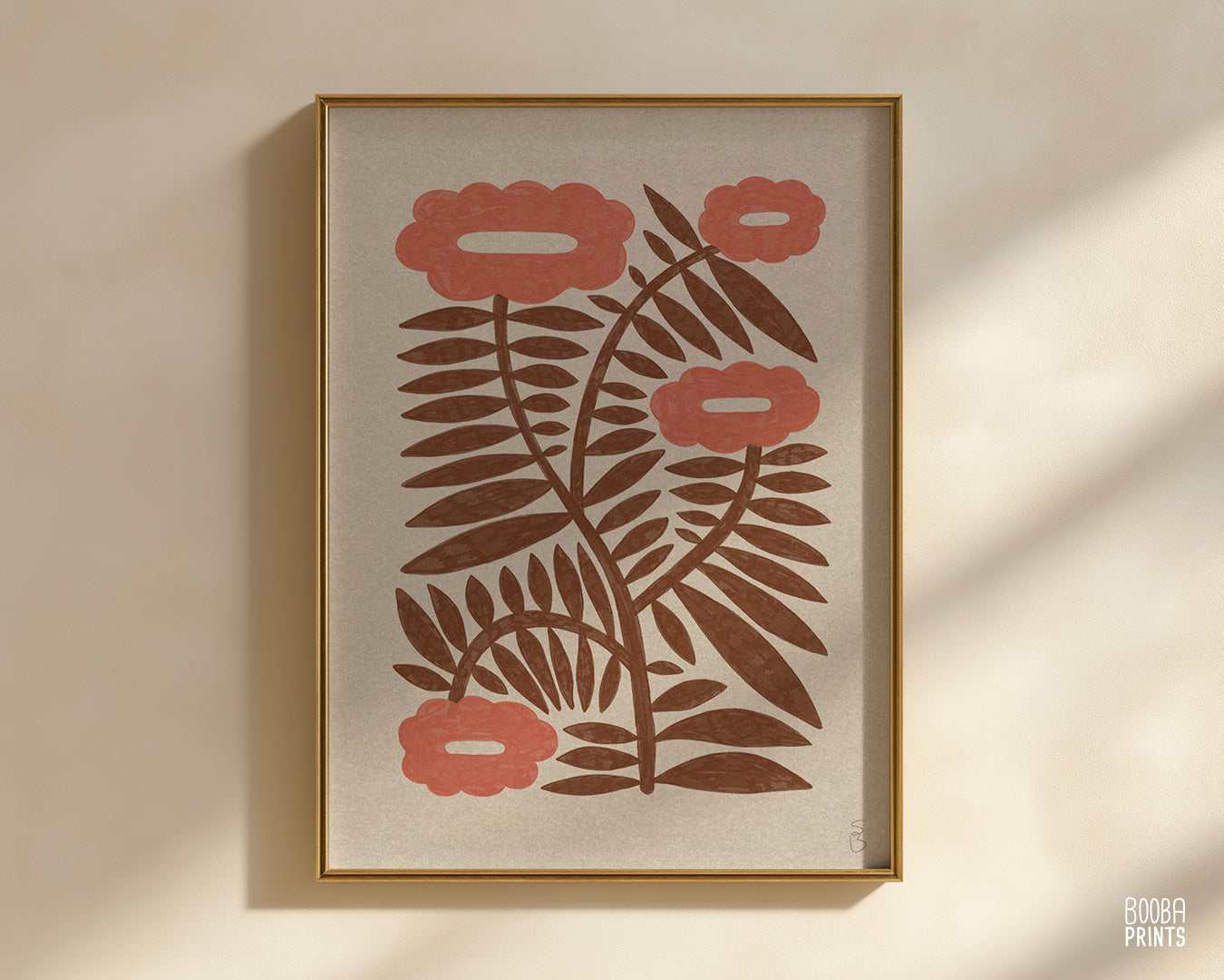 Minimalist Botanical Print Brown & Peach Floral Wall Art ✷ (Digital Download) (Copy)