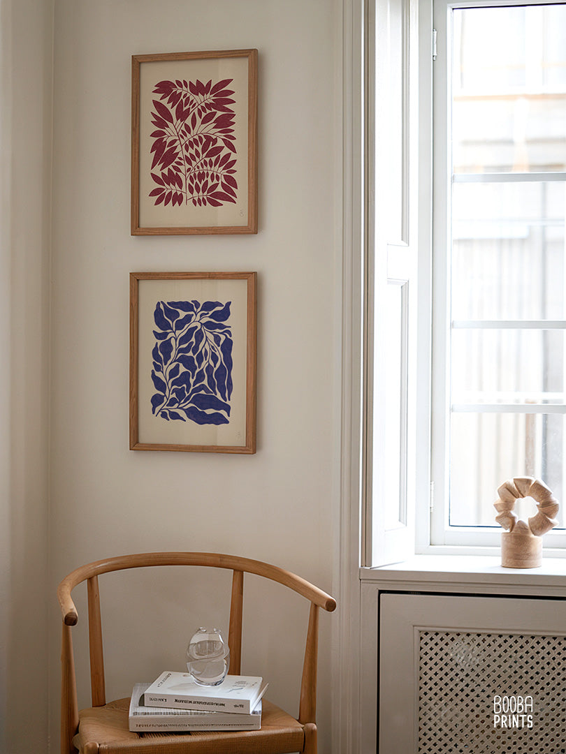 Minimalist Dark Red Plant Print Living Room Art ✷ (Digital Download)