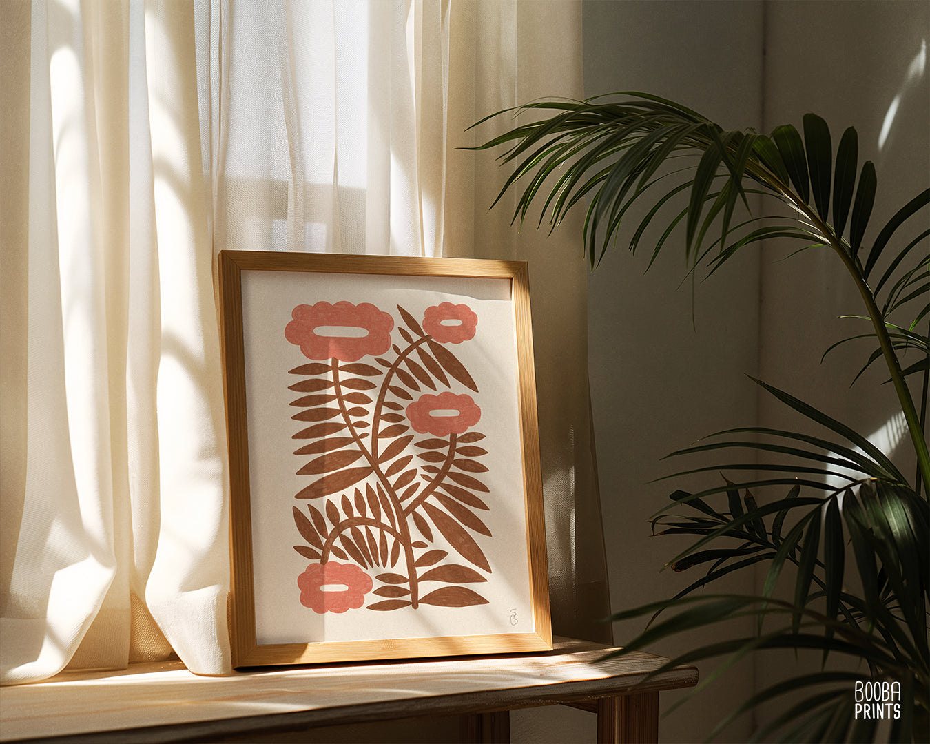 Minimalist Botanical Print Brown & Peach Floral Wall Art ✷ (Digital Download) (Copy)