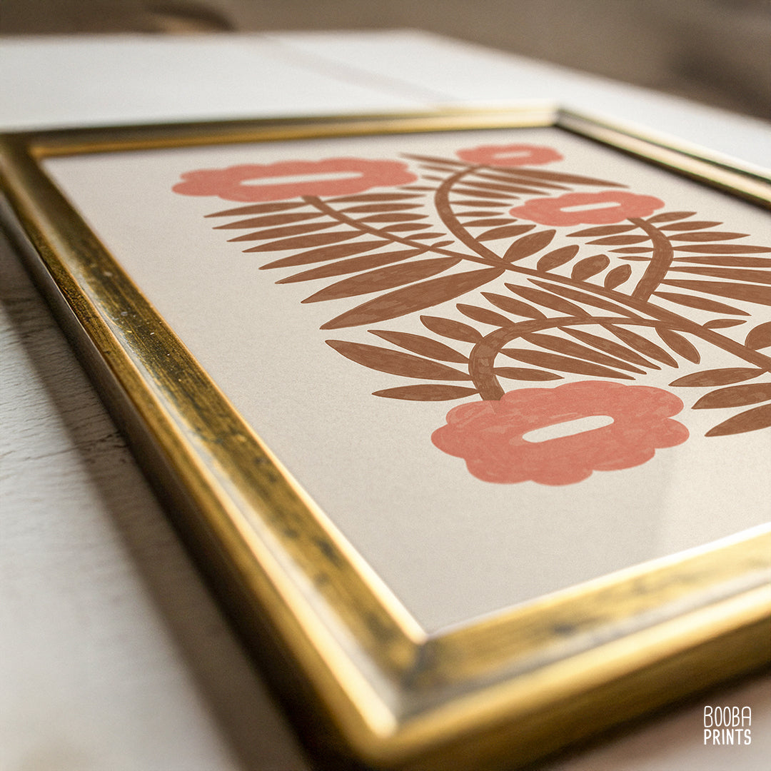 Minimalist Botanical Print Brown & Peach Floral Wall Art ✷ (Digital Download) (Copy)