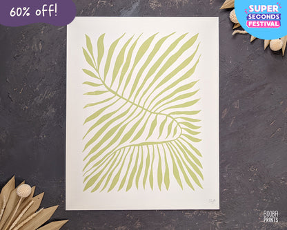 Minimalist Green Plant Linocut Print ✷ 60% Off
