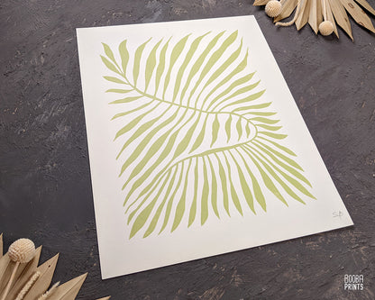 Minimalist Green Plant Linocut Print ✷ 60% Off