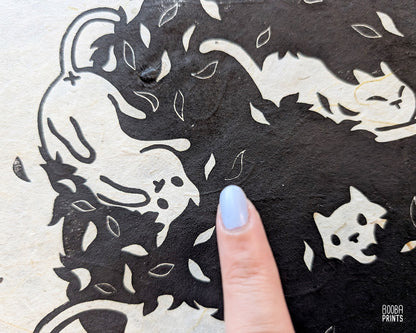 Cats In A Bush Linocut Print ✷ 60% Off!