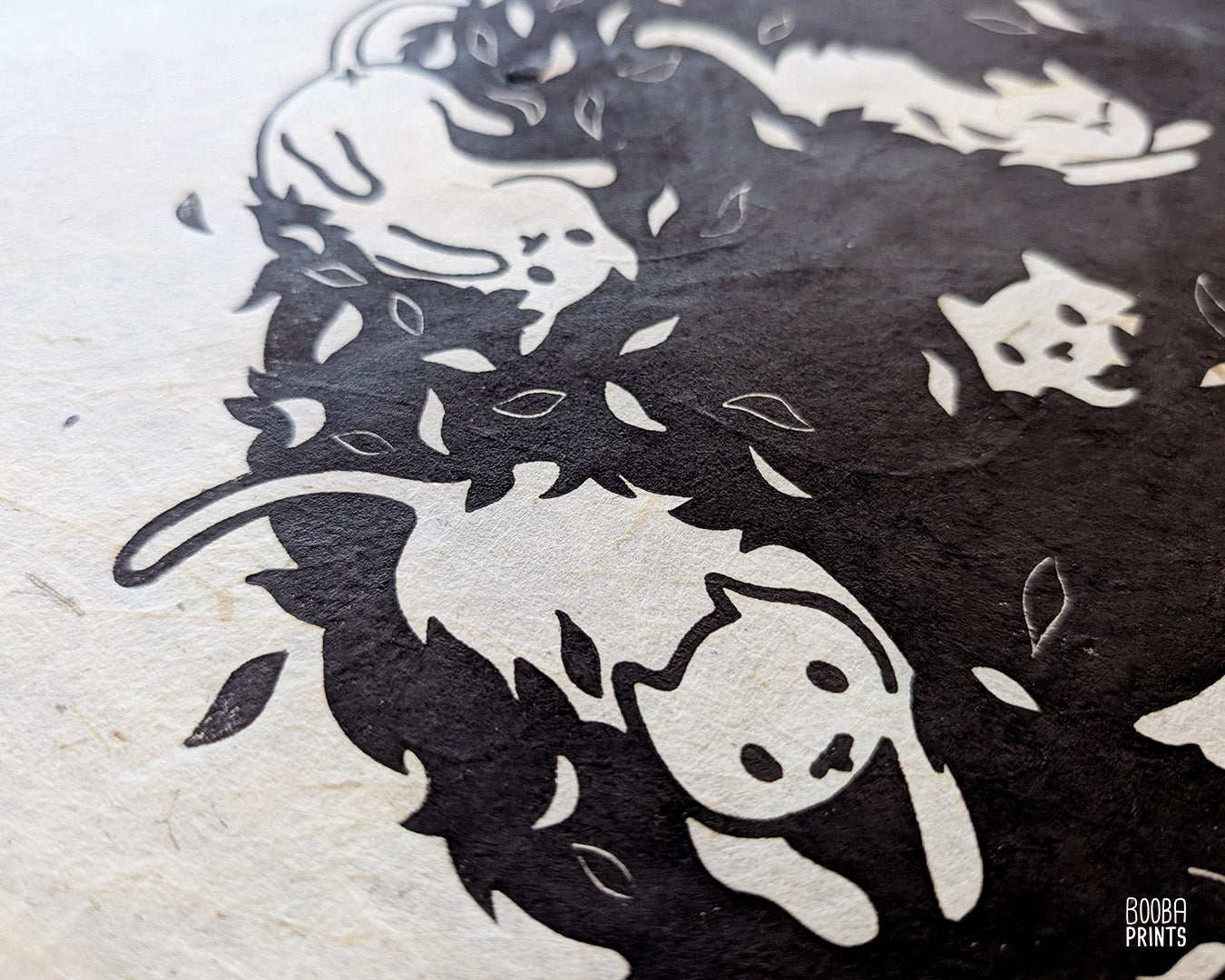 Cats In A Bush Linocut Print ✷ 60% Off!