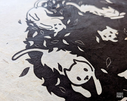 Cats In A Bush Linocut Print ✷ 60% Off!