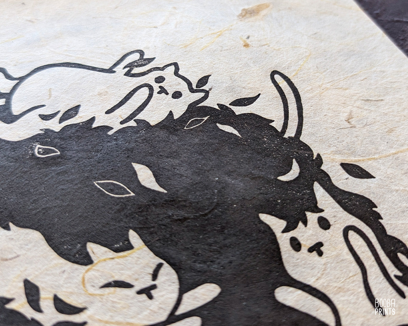 Cats In A Bush Linocut Print ✷ 60% Off!