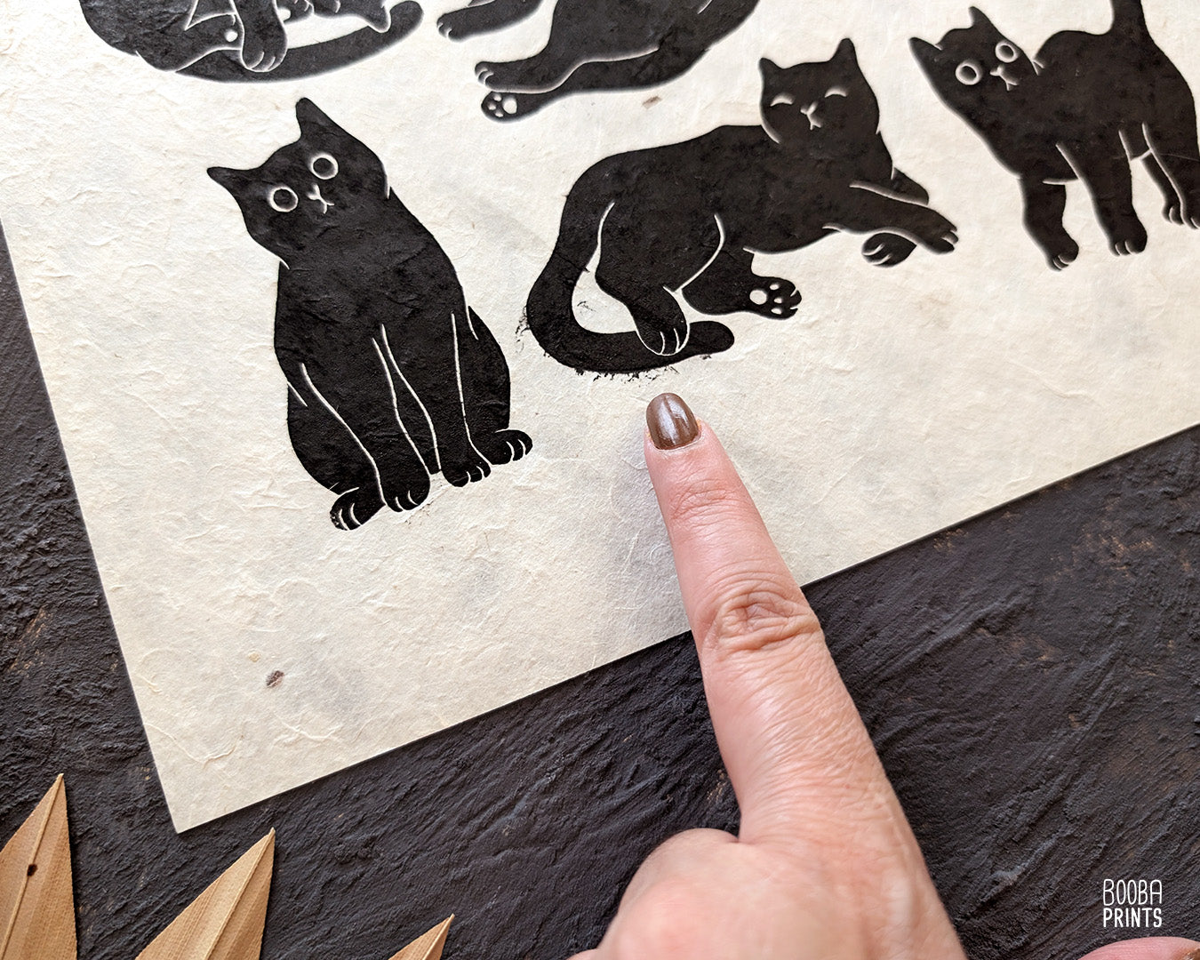 12 Cute Cats Original Linocut Print ✷ 30%-50% Off!