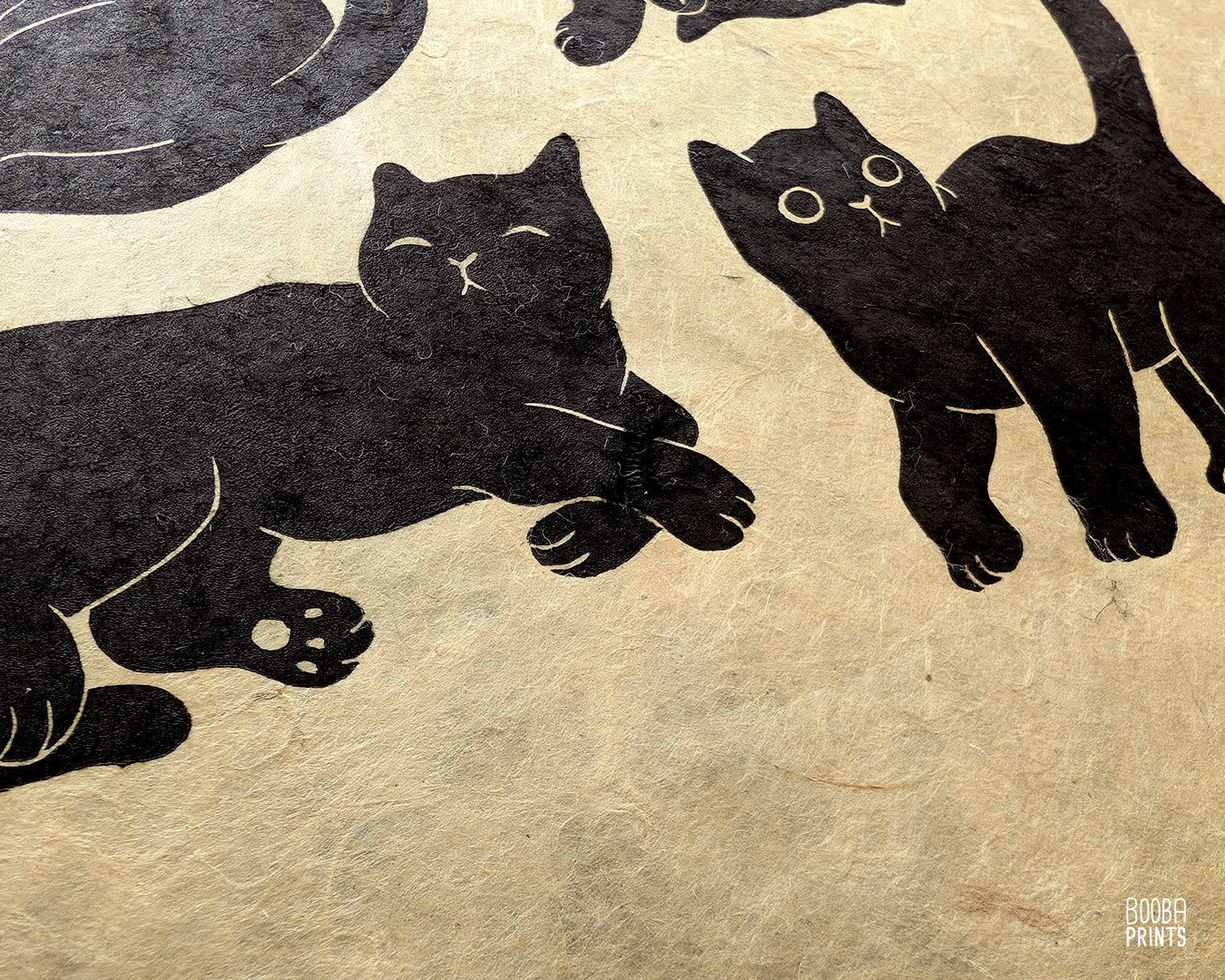 12 Cute Cats Original Linocut Print ✷ 30%-50% Off!