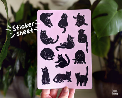 Large Vinyl 12 Cats Sticker Sheet ✷ Cat Lover Gift