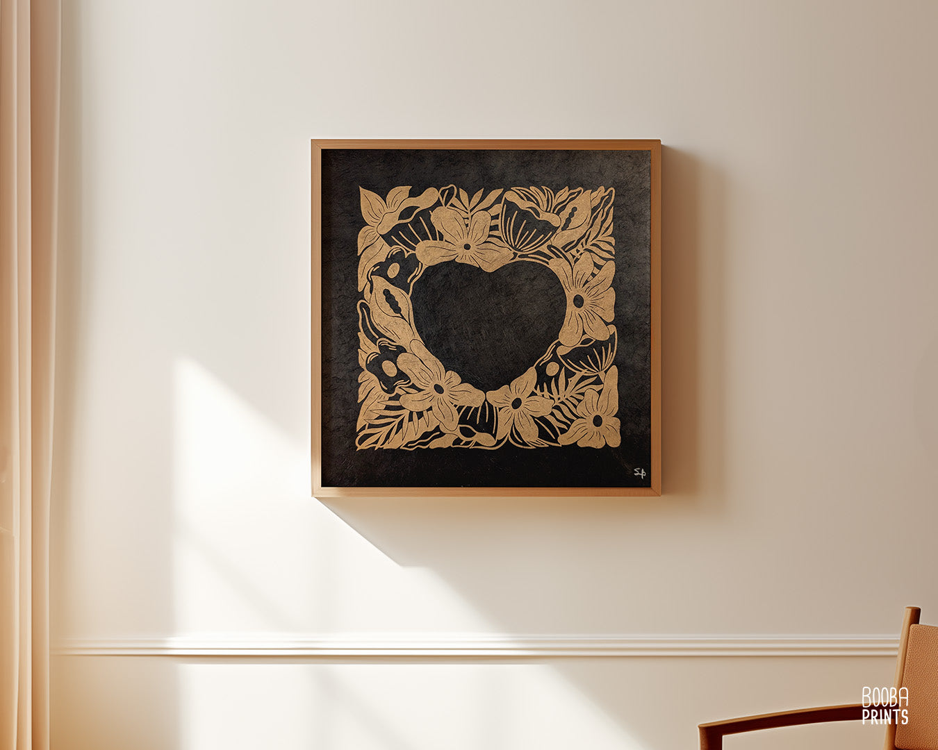 Flower Heart Original Floral Linocut Print ✷ 40% Off