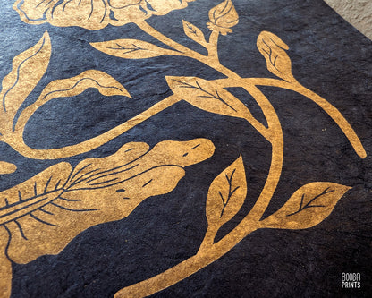 #1 Golden Flowers Linocut Print  ✷ 45%-75% Off!